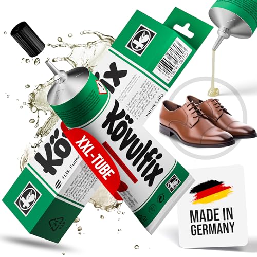 Kövulfix Schuhkleber 120g – Kontaktkleber extra stark & wasserfest – Lederkleber für Sohlen, Gummi, Textil, Kork – Made in Germany – Profi-Kleber für Schuhreparatur & Bastelarbeiten von Langlauf Schuhbedarf