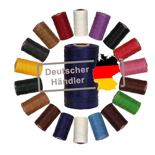 Langlauf Schuhbedarf Ledergarn gewachst 1mm x 0,3mm I Sattlergarn - gewachster Faden aus Polyester stabil & haltbar I Wachsgarn Forellenfaden Outdoor Nähgarn in Profiqualität (dunkelblau) von Langlauf Schuhbedarf