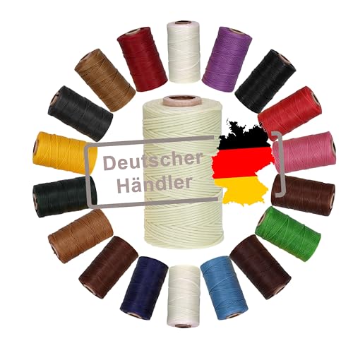 Langlauf Schuhbedarf Ledergarn gewachst 1mm x 0,3mm I Sattlergarn - gewachster Faden aus Polyester stabil & haltbar I Wachsgarn Forellenfaden Outdoor Nähgarn in Profiqualität (beige) von Langlauf Schuhbedarf