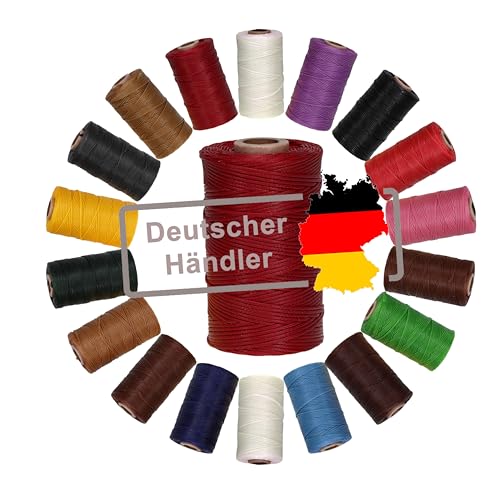 Langlauf Schuhbedarf Ledergarn gewachst 1mm x 0,3mm I Sattlergarn - gewachster Faden aus Polyester stabil & haltbar I Wachsgarn Forellenfaden Outdoor Nähgarn in Profiqualität (bordeaux) von Langlauf Schuhbedarf