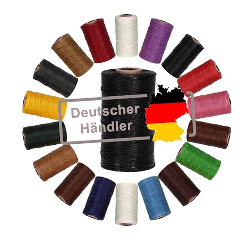 Langlauf Schuhbedarf Ledergarn gewachst 1mm x 0,3mm I Sattlergarn - gewachster Faden aus Polyester stabil & haltbar I Wachsgarn Forellenfaden Outdoor Nähgarn in Profiqualität (schwarz) von Langlauf Schuhbedarf