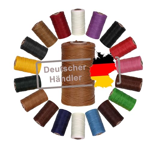 Langlauf Schuhbedarf Ledergarn gewachst 1mm x 0,3mm I Sattlergarn - gewachster Faden aus Polyester stabil & haltbar I Wachsgarn Forellenfaden Outdoor Nähgarn in Profiqualität (tabakbraun) von Langlauf Schuhbedarf