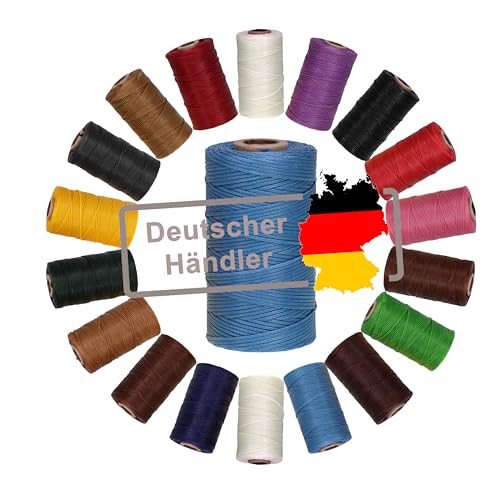 Langlauf Schuhbedarf Ledergarn gewachst 1mm x 0,3mm I Sattlergarn - gewachster Faden aus Polyester stabil & haltbar I Wachsgarn Forellenfaden Outdoor Nähgarn in Profiqualität (hellblau) von Langlauf Schuhbedarf