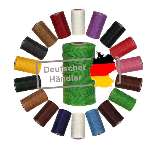 Langlauf Schuhbedarf Ledergarn gewachst 1mm x 0,3mm I Sattlergarn - gewachster Faden aus Polyester stabil & haltbar I Wachsgarn Forellenfaden Outdoor Nähgarn in Profiqualität (hellgrün) von Langlauf Schuhbedarf