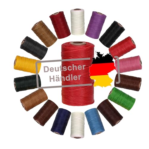 Langlauf Schuhbedarf Ledergarn gewachst 1mm x 0,3mm I Sattlergarn - gewachster Faden aus Polyester stabil & haltbar I Wachsgarn Forellenfaden Outdoor Nähgarn in Profiqualität (hellrot) von Langlauf Schuhbedarf