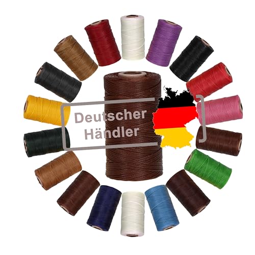 Langlauf Schuhbedarf Ledergarn gewachst 1mm x 0,3mm I Sattlergarn - gewachster Faden aus Polyester stabil & haltbar I Wachsgarn Forellenfaden Outdoor Nähgarn in Profiqualität (kaffeebraun) von Langlauf Schuhbedarf