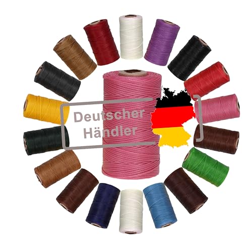 Langlauf Schuhbedarf Ledergarn gewachst 1mm x 0,3mm I Sattlergarn - gewachster Faden aus Polyester stabil & haltbar I Wachsgarn Forellenfaden Outdoor Nähgarn in Profiqualität (pink) von Langlauf Schuhbedarf