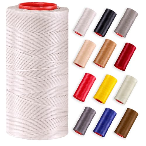Premium Ledergarn gewachst (250 Meter) – Extra stark & langlebig – Profi Nähgarn für Leder, Outdoor, Polster, Autositze, Segeltücher & robuste DIY Projekte (Weiss) von Langlauf Schuhbedarf
