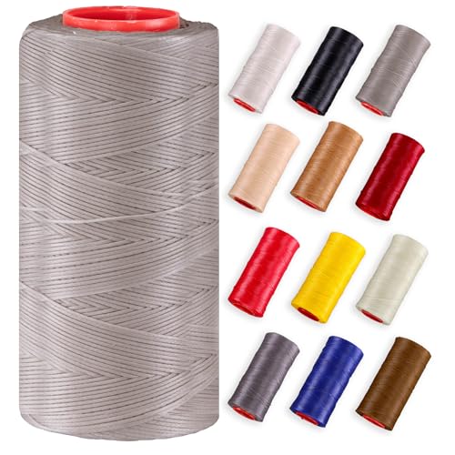 Premium Ledergarn gewachst (250 Meter) – Extra stark & langlebig – Profi Nähgarn für Leder, Outdoor, Polster, Autositze, Segeltücher & robuste DIY Projekte (hellgrau) von Langlauf Schuhbedarf