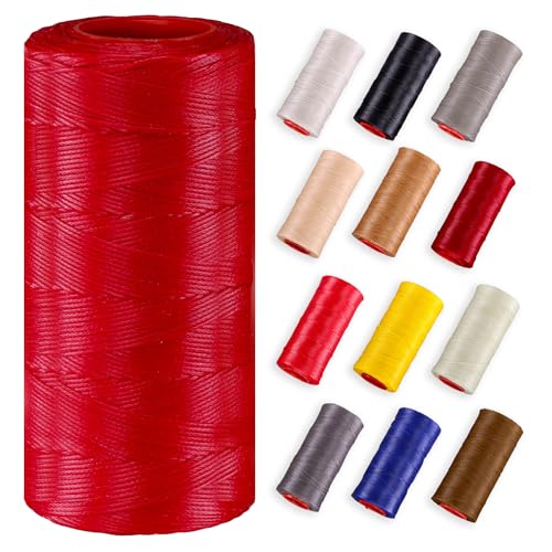 Premium Ledergarn gewachst (250 Meter) – Extra stark & langlebig – Profi Nähgarn für Leder, Outdoor, Polster, Autositze, Segeltücher & robuste DIY Projekte (hellrot) von Langlauf Schuhbedarf