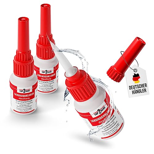 Sekundenkleber extra stark - 3 x 20gr - hochfester Cyanacrylat Kleber - wasserfest, dünnflüssig, hitzebeständig, Industriequalität -anpassbarer Spitze mit Spezialverschluss - Top2Glue Sekundenkleber extra stark - 3 x 20gr - hochfester Cyanacrylat Kleber - wasserfest, dünnflüssig, hitzebeständig, Industriequalität -anpassbarer Spitze mit Spezialverschluss - Top2Glue von Langlauf Schuhbedarf