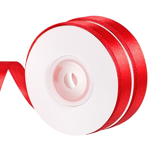 2 Rollen Geschenkband Rot, 1.2 cm x 22 m Rotes Band Satinband Rot Schleifenband Rot Dekoband für Weinachten Valentinstag Geburtstag Hochzeit Haarschleifen Geschenkverpackung 2 Rollen Geschenkband Rot, 1.2 cm x 22 m Rotes Band Satinband Rot Schleifenband Rot Dekoband für Weinachten Valentinstag Geburtstag Hochzeit Haarschleifen Geschenkverpackung von Lanjue