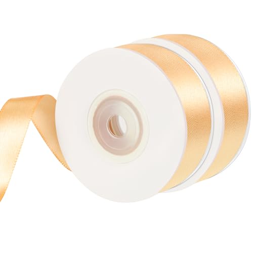 2 Rollen Geschenkband Gold, 2 cm x 22 m Schleifenband Gold Satinband Hochzeit Goldenes Dekoband für Geschenkverpackung Blumenstrauß Kuchendekoration Hochzeitsfeier von Lanjue