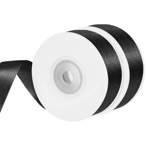 2 Rollen Satinband Schwarz, 20 mm x 22 m Geschenkband Schleifenband Stoffband Dekoband für Blumenstrauß Geschenkverpackung Halloween Geburtstag 2 Rollen Satinband Schwarz, 20 mm x 22 m Geschenkband Schleifenband Stoffband Dekoband für Blumenstrauß Geschenkverpackung Halloween Geburtstag von Lanjue