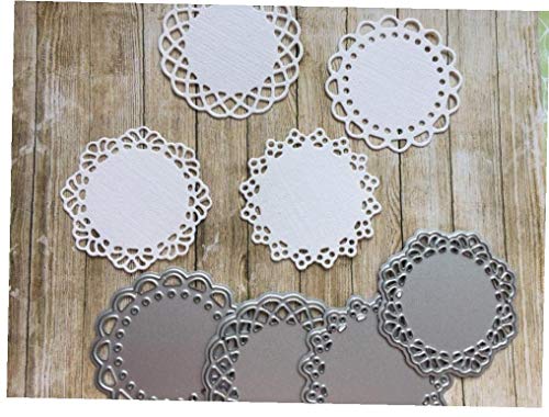 4pcs / Set Mini Spitzendeckchen Kreis Schneideisen-metall Embossing Folder Stencil Scrapbooking Papierkarte Diy Craft Vorlage Zufall Stil von Lankater