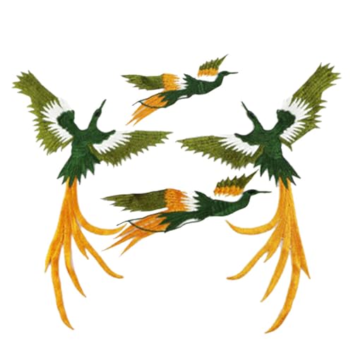 Lankater 4 Stück/Set Phoenix-Vogel-Form Tuch Aufkleber DIY Kleidung Stickerei Flecken Kleidung Nähen Dekoration Applikationen Zubehör von Lankater