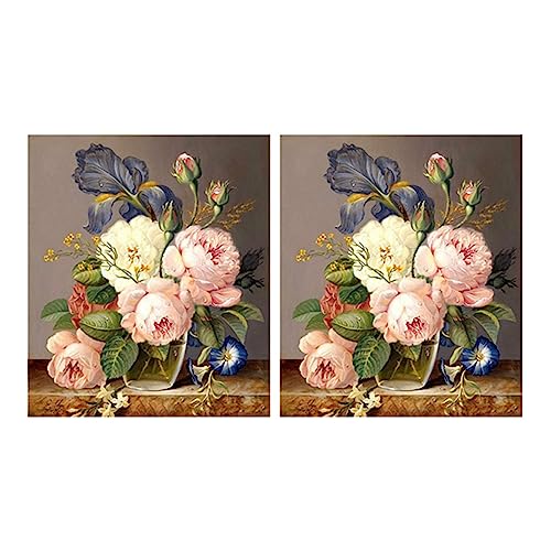 Lanko 2 x Malerei-Sets für Erwachsene, Bohrmaschine, 5D, Diamant-Kunst-Set, Diamant-Stickerei, Handwerk, für Wanddekoration und Blumen von Lanko