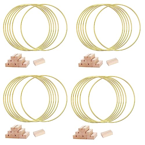 Lanko 24 Stück 30,5 cm große Tischmitte in Form eines Blumenreifens aus Metall für Tisch, goldfarbene Krone mit 24 Halterungen aus Holz, Hula-Ringe Lanko 24 Stück 30,5 cm große Tischmitte in Form eines Blumenreifens aus Metall für Tisch, goldfarbene Krone mit 24 Halterungen aus Holz, Hula-Ringe von Lanko