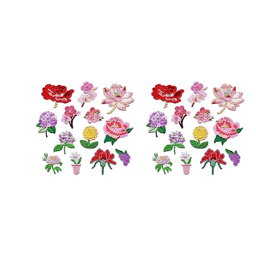 Lanko 26 Stück Aufnäher zum Aufbügeln, selbstklebend, Blumen, dekorative Patches, Blumenkörbe, zum Aufnähen auf Patches von Lanko