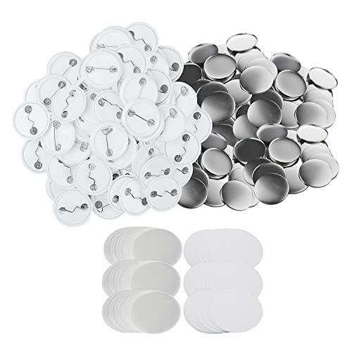 Lanko 300 Sets 32 mm Blanko-Knopf-Abzeichen Teile für Knopfmaschine, 58 mm Knopfteile, runde Abzeichen, blanko Knopfstifte von Lanko