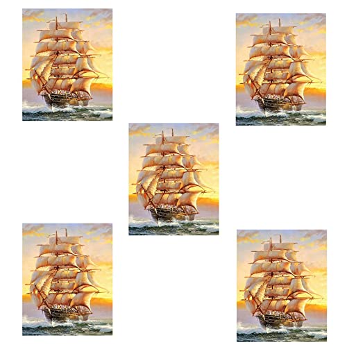 Lanko 5 x Stickerei, 5D, Bootslandschaft, Handarbeit, Landschaft, Nähen, Kreuzstich, Innendekoration von Lanko