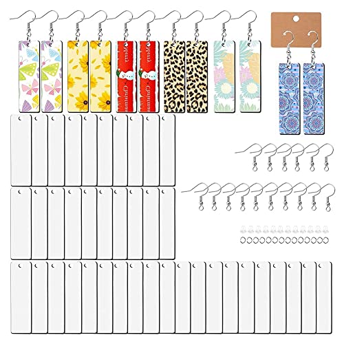 Lanko 50 Stück Ohrringe, blanko, Sublimation, rechteckig, Anhänger, Wärmeübertragung, mit Ohrringen, Basteln, Sublimation von Lanko