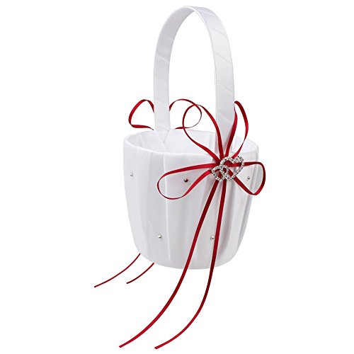 Lanko Doppelherz für Hochzeit, Blume, Mädchen, Korb, weiß, Satin, Strass, Dekoration, Rot, Hochzeitszeremonie, Party, Favor Lanko Doppelherz für Hochzeit, Blume, Mädchen, Korb, weiß, Satin, Strass, Dekoration, Rot, Hochzeitszeremonie, Party, Favor von Lanko