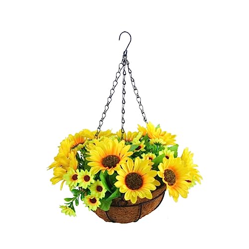 Lanko Hängekorb mit Simulationsblume, für Gartendekoration, Rasen, Terrasse, Dekoration für den Innen- und Außenbereich, Gelb Lanko Hängekorb mit Simulationsblume, für Gartendekoration, Rasen, Terrasse, Dekoration für den Innen- und Außenbereich, Gelb von Lanko