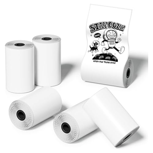 Lanko Klebepapier für Mini-Taschendrucker mit 6 Rollen, selbstklebendes Thermopapier, 30 x 57 mm, für Taschendrucker, Schwarz auf von Lanko