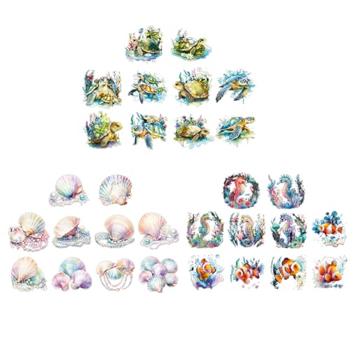 Lanko Meerestier-Aufkleber für Mädchen, PET, wasserdicht, holografisch, goldfarben, leuchtende Farben, glitzernde Abziehbilder von Lanko