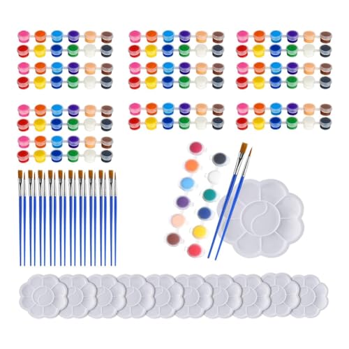 Lanko Mini-Acrylfarben-Set, 150 Stück, 12 Farben, Pinsel und Palette mit waschbaren Acrylfarben für Kinder, Kunsthandwerk von Lanko