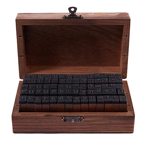 Lanko Stempelset aus Holz, Druckstempel aus Gummi, Alphabet-Druck aus Holz, mit einer Box aus Holz, 70 Stück von Lanko