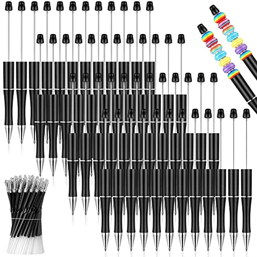 Lanlousy 50 StüCk Kunststoff-Kugelschreiber mit Kugelschreiber, Kugelschreiberschaft, Schwarze Tinte, Kugelschreiber mit 50 NachfüLlminen zum Basteln Von Geschenken, Schwarz von Lanlousy
