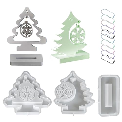 Epoxidharz Formen Bilderrahmen, Weihnachtsbaum Bilderrahmen Silikonform Weihnachten, Schneeflocken Gießform Weihnachtsbaum Fotorahmen mit Anhänger Gießen Harz Formen für Handwerk von Lanmijia