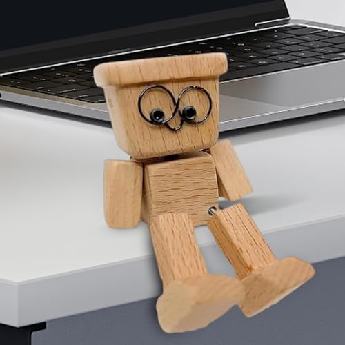 Lanmijia Schüttelnde Holzfigur, schüttelmann aus Holz, Handgefertigter Auto Armaturenbrett-Decor für Reisen, Pendeln und Zuhause von Lanmijia