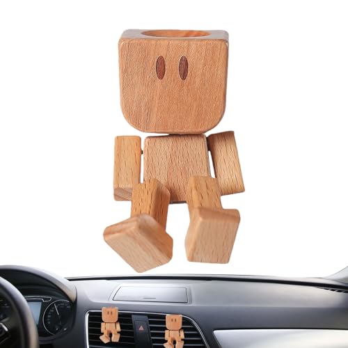 Lanmijia Wackelnde Holzfiguren, Handgemachte Schüttelfüße Holzpuppe, lustige Holzschüttel-Auto-Ornamente, Actionfiguren, Schreibtisch-Ornamente, Geschenke für Männer, Büro von Lanmijia