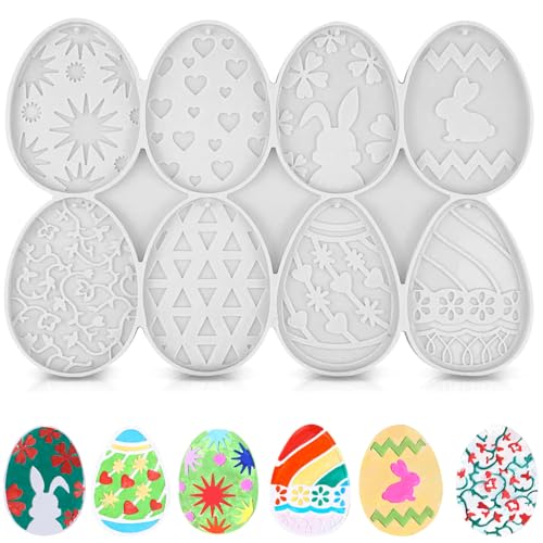 Lanpeeking Ostern Silikonform – Epoxidharz Formen für Ostereier und Anhänger, Hasen DIY Schlüsselanhänger Gießform, Hochwertige Silikon Gießformen für Basteln und Osterdeko (8 Designs) von Lanpeeking