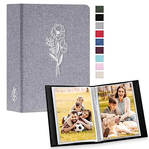 Lanpn Fotoalbum 10x15 100 2 Packungen, Klein Mini Leinen Einstecken Einsteckalbum für Hochformat Fotos Bilder Grau von Lanpn
