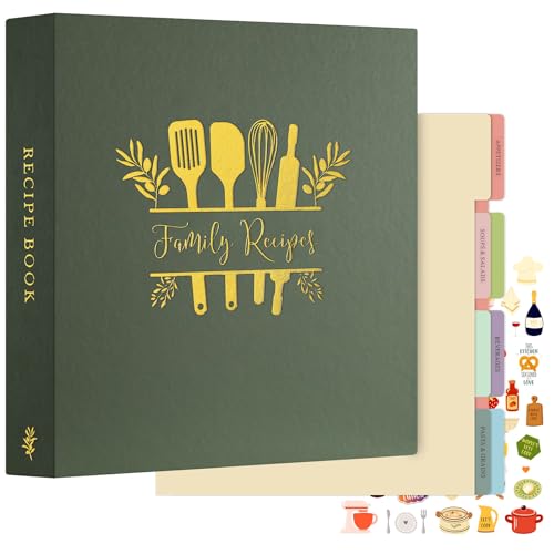 Lanpn Rezepte Ordner 3 Ringen für Kochrezepte, Kochbuch Selbst Schreiben, Recipe Binder Rezeptordner mit 8 Trennblättern und 2 Aufklebern, DIY Rezeptbuch zum Selberschreiben, Grün, Englisch Lanpn Rezepte Ordner 3 Ringen für Kochrezepte, Kochbuch Selbst Schreiben, Recipe Binder Rezeptordner mit 8 Trennblättern und 2 Aufklebern, DIY Rezeptbuch zum Selberschreiben, Grün, Englisch von Lanpn