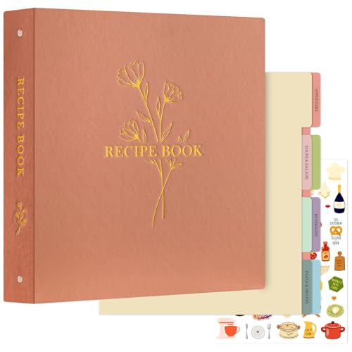Lanpn Rezepte Ordner für Kochrezepte, 3 Ringen A4 DIY Kochbuch Selbst Schreiben, Rezeptbuch zum Selberschreiben, Recipe Binder Rezeptordner mit 8 Trennblättern und 2 Aufklebern, Rose Lanpn Rezepte Ordner für Kochrezepte, 3 Ringen A4 DIY Kochbuch Selbst Schreiben, Rezeptbuch zum Selberschreiben, Recipe Binder Rezeptordner mit 8 Trennblättern und 2 Aufklebern, Rose von Lanpn