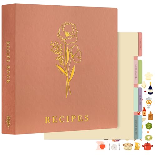 Lanpn Rezepte Ordner für Kochrezepte, 3 Ringen DIY Kochbuch Selbst Schreiben, Rezeptbuch zum Selberschreiben, Recipe Binder Rezeptordner mit 8 Trennblättern und 2 Aufklebern, Rose, Englisch Lanpn Rezepte Ordner für Kochrezepte, 3 Ringen DIY Kochbuch Selbst Schreiben, Rezeptbuch zum Selberschreiben, Recipe Binder Rezeptordner mit 8 Trennblättern und 2 Aufklebern, Rose, Englisch von Lanpn