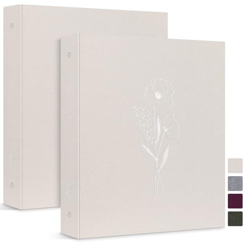 Lanpn Ringbuch Basic DIN A4 2 Stück, Leineneinband Ringbuch Ordner A4 mit 3 Ringe 2,5 cm runde Ringe hält 21,6 x 27,9 cm Papier für Zuhause Büro Schule Journaling Sammlungen (Beige) von Lanpn
