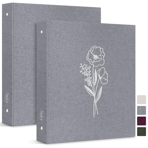 Lanpn Ringbuch Basic DIN A4 2 Stück, Leineneinband Ringbuch Ordner A4 mit 3 Ringe 2,5 cm runde Ringe hält 21,6 x 27,9 cm Papier für Zuhause Büro Schule Journaling Sammlungen (grau) von Lanpn