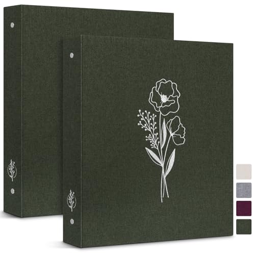 Lanpn Ringbuch Basic DIN A4 2 Stück, Leineneinband Ringbuch Ordner A4 mit 3 Ringe 2,5 cm runde Ringe hält 21,6 x 27,9 cm Papier für Zuhause Büro Schule Journaling Sammlungen (grün) von Lanpn