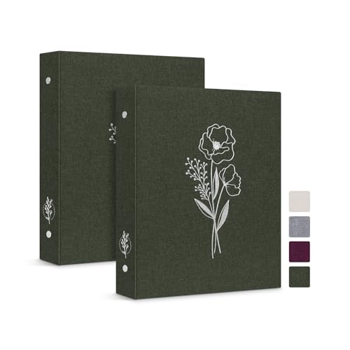 Lanpn Ringbuch Basic DIN A5 2 Stück, Leineneinband Ringbuch Ordner A5 mit 6 Ringe 1,9 cm runde Ringe hält A5 Papier für Zuhause Büro Schule Journaling Sammlungen (grün) von Lanpn