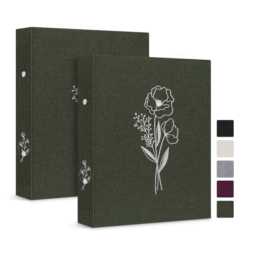 Lanpn Ringbuch Basic DIN A5 2 Stück, Leineneinband Ringbuch Ordner A5 mit 2 Ringe hält A5 Papier für Zuhause Büro Schule Journaling Sammlungen (Grün) von Lanpn