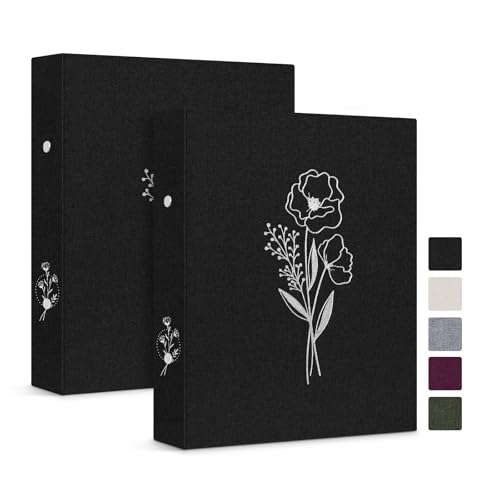 Lanpn Ringbuch Basic DIN A5 2 Stück, Leineneinband Ringbuch Ordner A5 mit 2 Ringe hält A5 Papier für Zuhause Büro Schule Journaling Sammlungen (Schwarz) von Lanpn