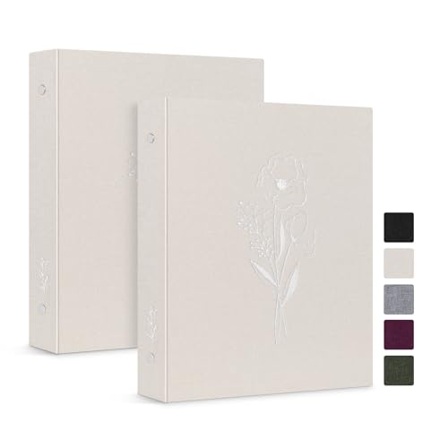 Lanpn Ringbuch Basic DIN A5 2 Stück, Leineneinband Ringbuch Ordner A5 mit 6 Ringe 1,9 cm runde Ringe hält A5 Papier für Zuhause Büro Schule Journaling Sammlungen (Beige) von Lanpn