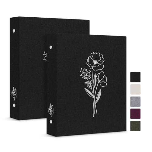 Lanpn Ringbuch Basic DIN A5 2 Stück, Leineneinband Ringbuch Ordner A5 mit 6 Ringe 1,9 cm runde Ringe hält A5 Papier für Zuhause Büro Schule Journaling Sammlungen (Schwarz) von Lanpn