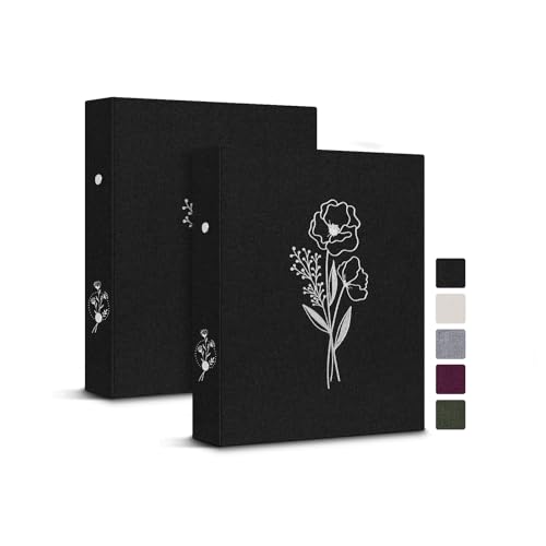 Lanpn Ringbuch Basic DIN A6 2 Stück, Leineneinband Ringbuch Ordner A6 mit 6 Ringe hält A6 Papier für Zuhause Büro Schule Journaling Sammlungen (Schwarz) von Lanpn